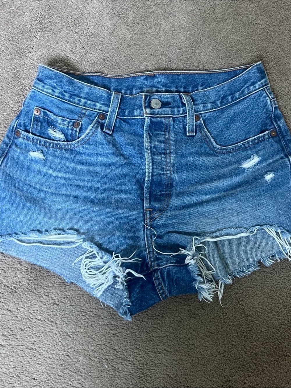 Levi's Distressed Blue Denim Cutoff Shorts